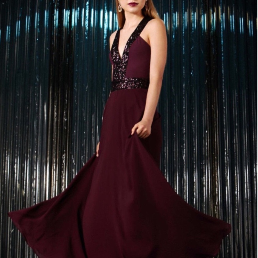 Sequin & Crepe Chiffon Gown